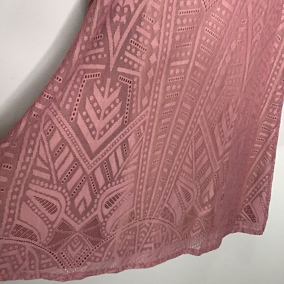 BCBGMAXAZRIA Lace Long Sleeve Maternity Dress dusty pink lace nude lining (H1) - Picture 7 of 12